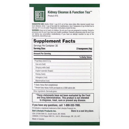 Bell Lifestyle, Kidney Cleanse & Function Tea™, 4.2 oz (120 g)