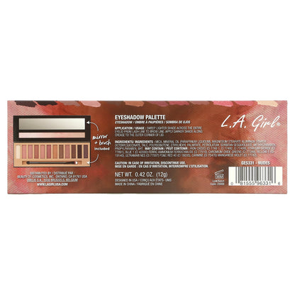 L.A. Girl, Beauty Brick, 12 Color Eye Palette, GES331 Nudes, 0.42 oz (12 g)