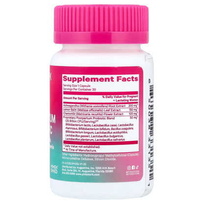 Pink Stork, Postpartum Probiotic, 30 Capsules