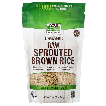 NOW Foods, Real Food, Organic Sprouted Brown Rice, Raw, 16 oz (454 g)