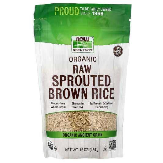 NOW Foods, Real Food, Organic Sprouted Brown Rice, Raw, 16 oz (454 g)