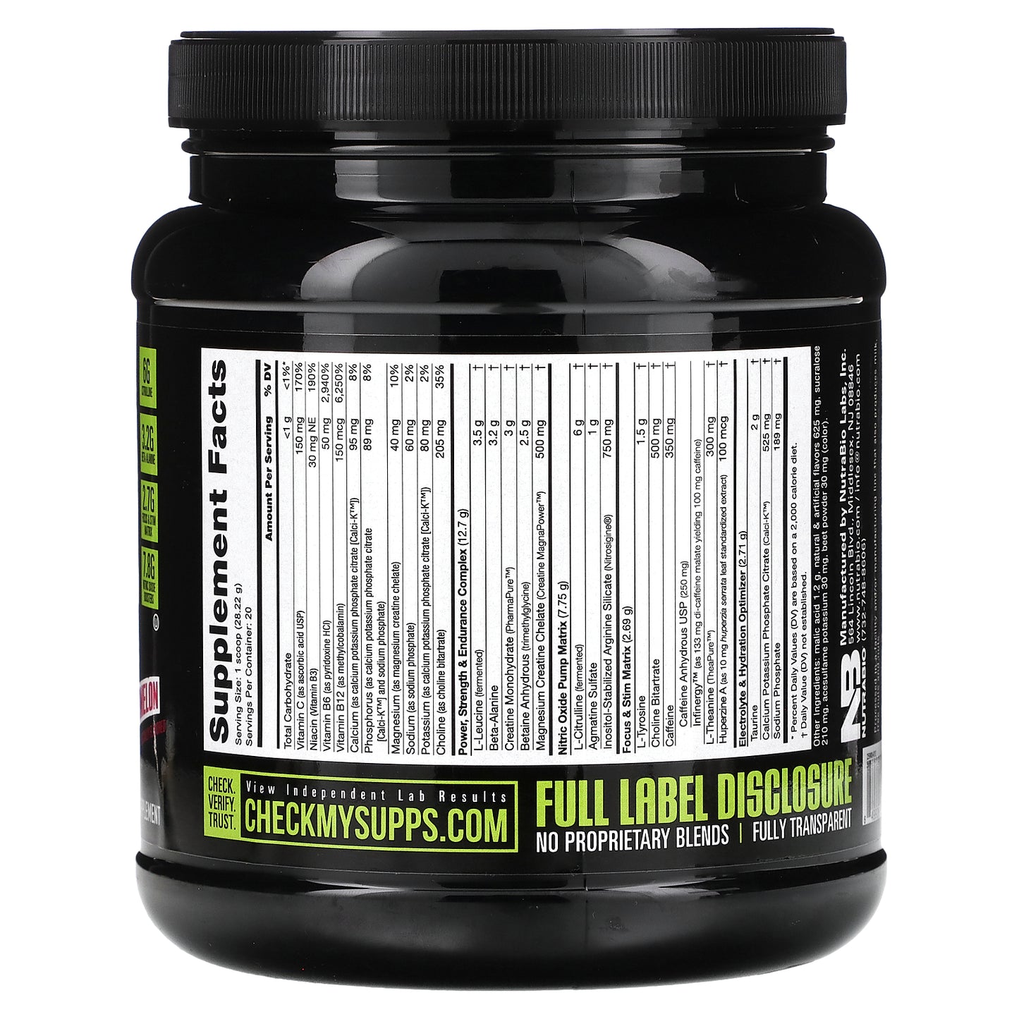 NutraBio, Pre-Workout Performance Igniter, Watermelon, 1.24 lb (564 g)