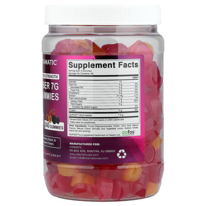 Vitamatic, Fiber Gummies, Natural Berry, Peach & Strawberry, 240 Gummies