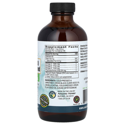 Amazing Herbs, Black Seed Oil Blend, With Pure Cold-Pressed Flax Seed Oil, 8 fl. oz (240 ml)