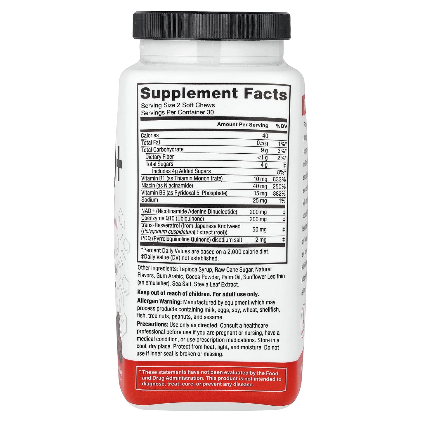 Force Factor, NAD + Longevity & Anti-Aging Formula, Chocolate, 60 Soft Chews