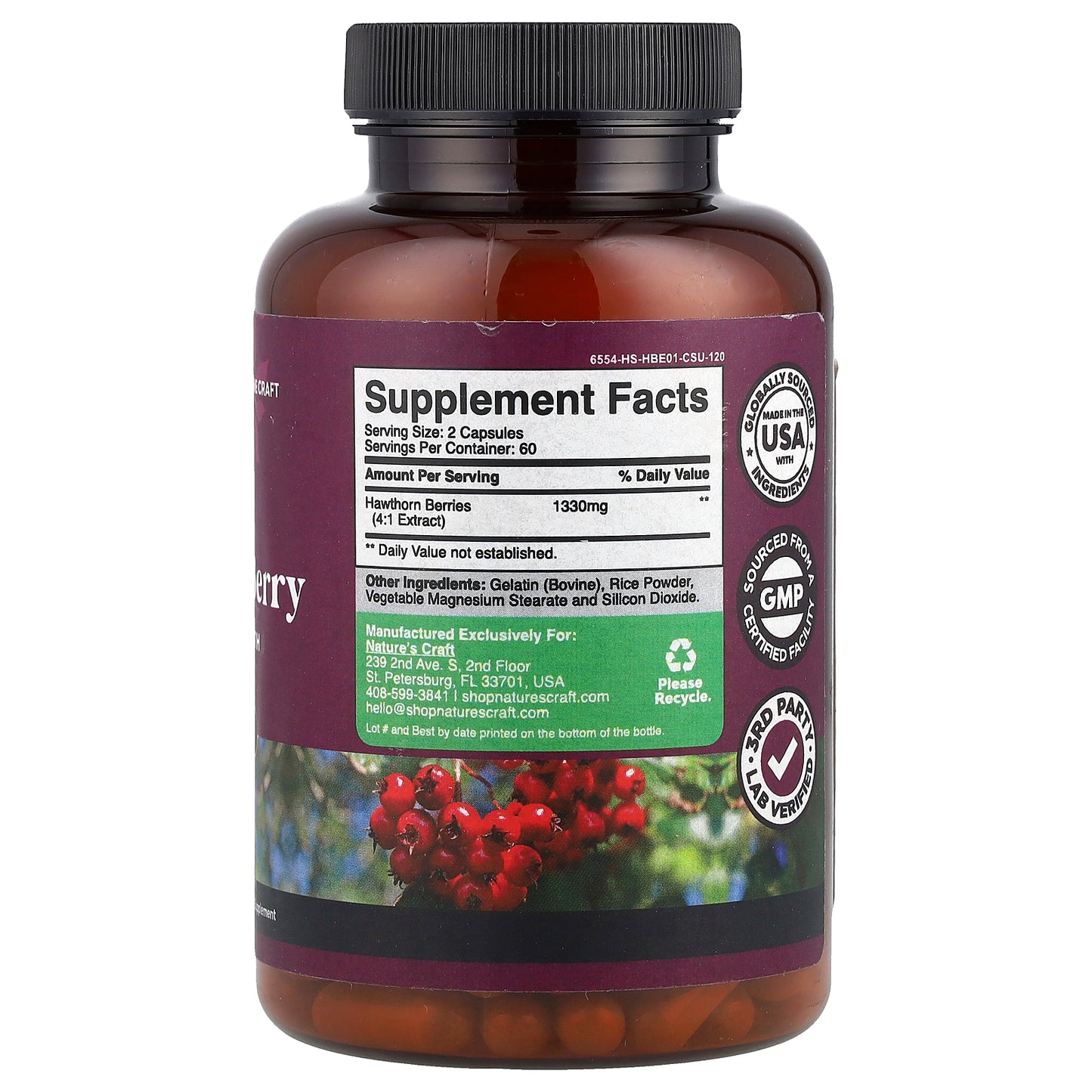Nature's Craft, Hawthorn Berry, 120 Capsules (665 mg per Capsule)