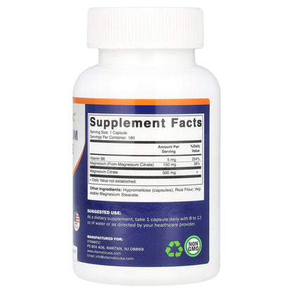 Vitamatic, Magnesium Citrate with B6, 180 Vegetarian Capsules
