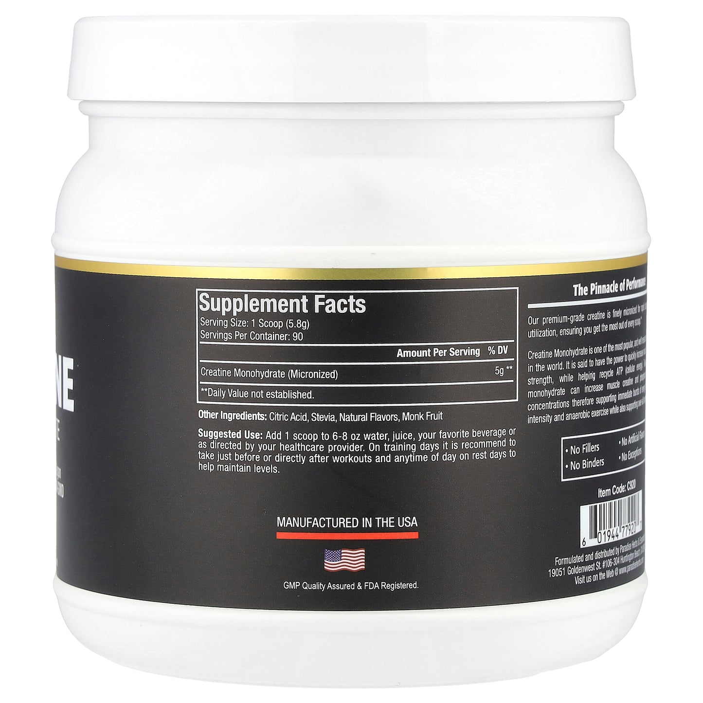 Paradise Herbs, Creatine Monohydrate, Green Apple, 522 g