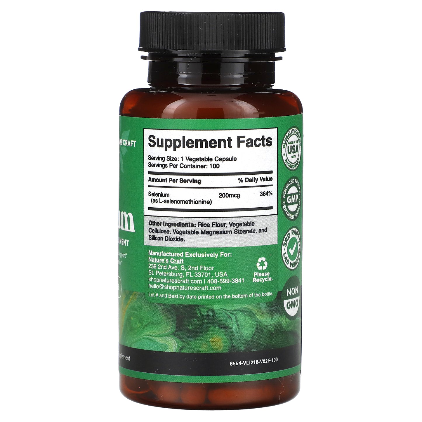 Nature's Craft, Selenium, 200 mcg, 100 Vegetable Capsules