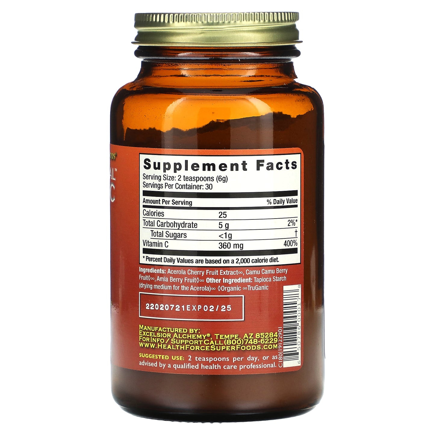 HealthForce Superfoods, Truly Natural Vitamin C, 6.35 oz (180 g)