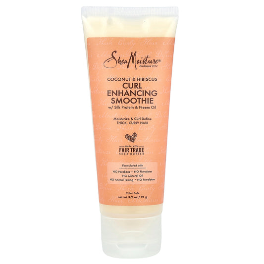 SheaMoisture, Curl Enhancing Smoothie with Silk Protein & Neem Oil, Coconut & Hibiscus, 3.2 oz (91 g)