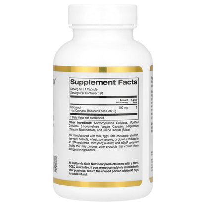 California Gold Nutrition, Ubiquinol Reduced Form CoQ10, 100 mg , 120 Veggie Capsules