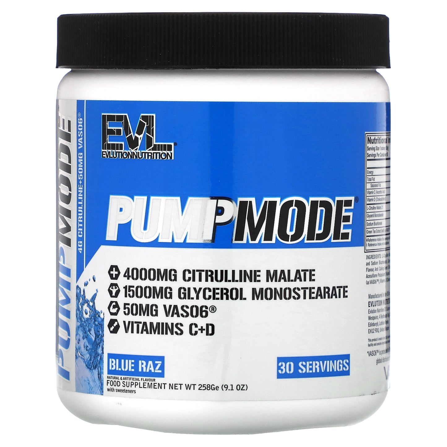 EVLution Nutrition, PumpMode, Blue Raz, 9.1 oz (258 g)