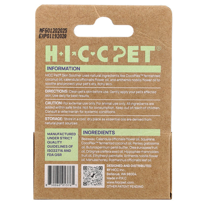 HICC Pet, Skin Soother, For Dogs & Cats, Botanical Oil, 0.53 oz