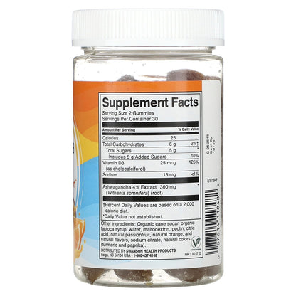 Swanson, Ashwagandha & Vitamin D, Passion Fruit-Orange, 60 Gummies