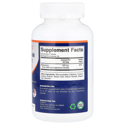 Vitamatic, Magnesium Lactate, 180 Tablets (1,000 mg per Tablet)