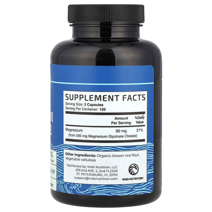 Nobi Nutrition, Magnesium Glycinate, 240 Capsules (250 mg per Capsule)