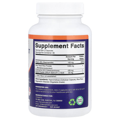 Vitamatic, Red Yeast Rice + CoQ10, 120 Capsules