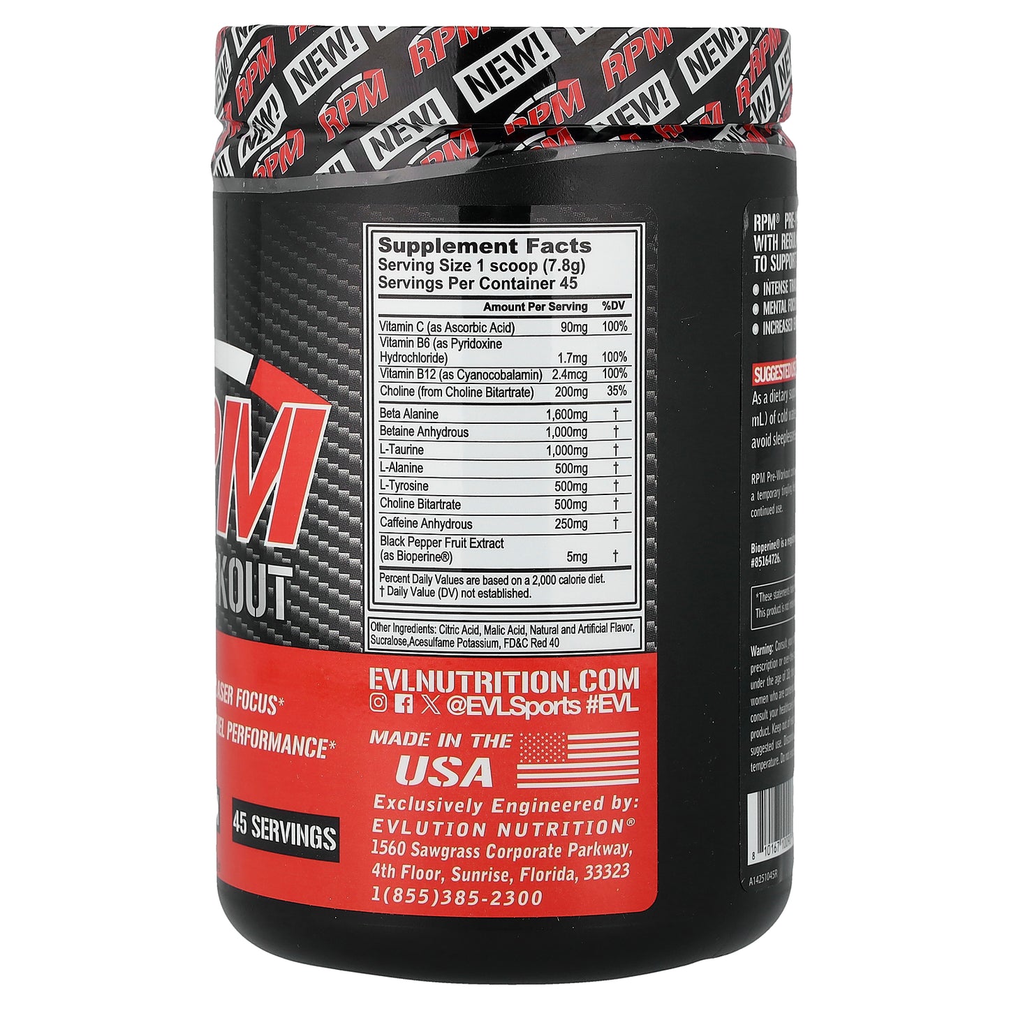 EVLution Nutrition, RPM Pre-Workout, Tropical Punch, 12.4 oz (351 g)