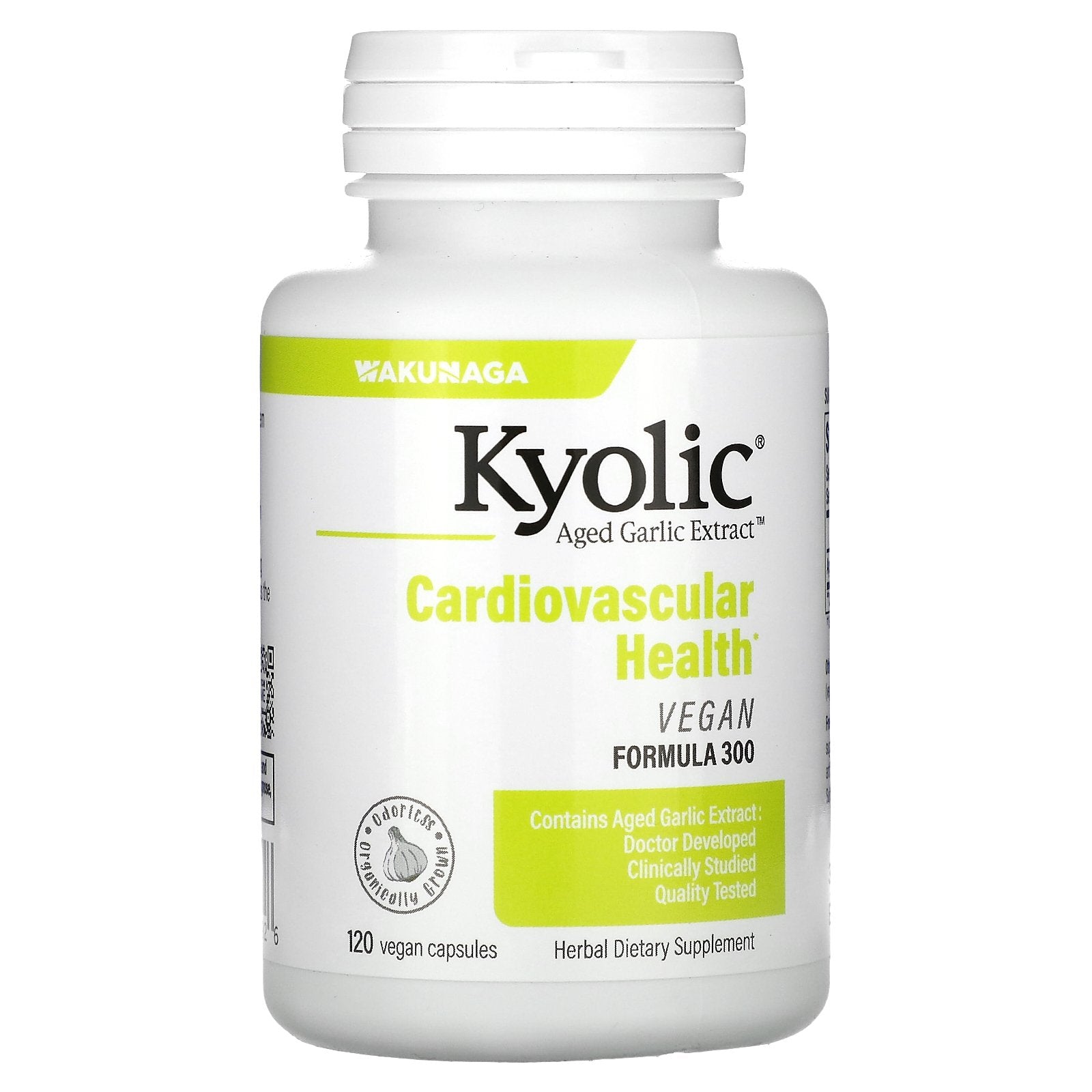 Kyolic, Aged Garlic Extract, Cardiovascular Health, Vegan Formula 300, 120 Vegan Capsules (300 mg per Capsule)