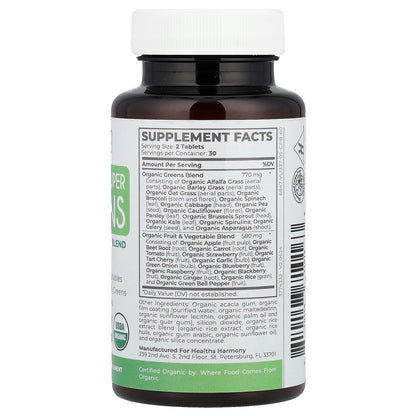 Healths Harmony, Organic Super Greens, 60 Tablets