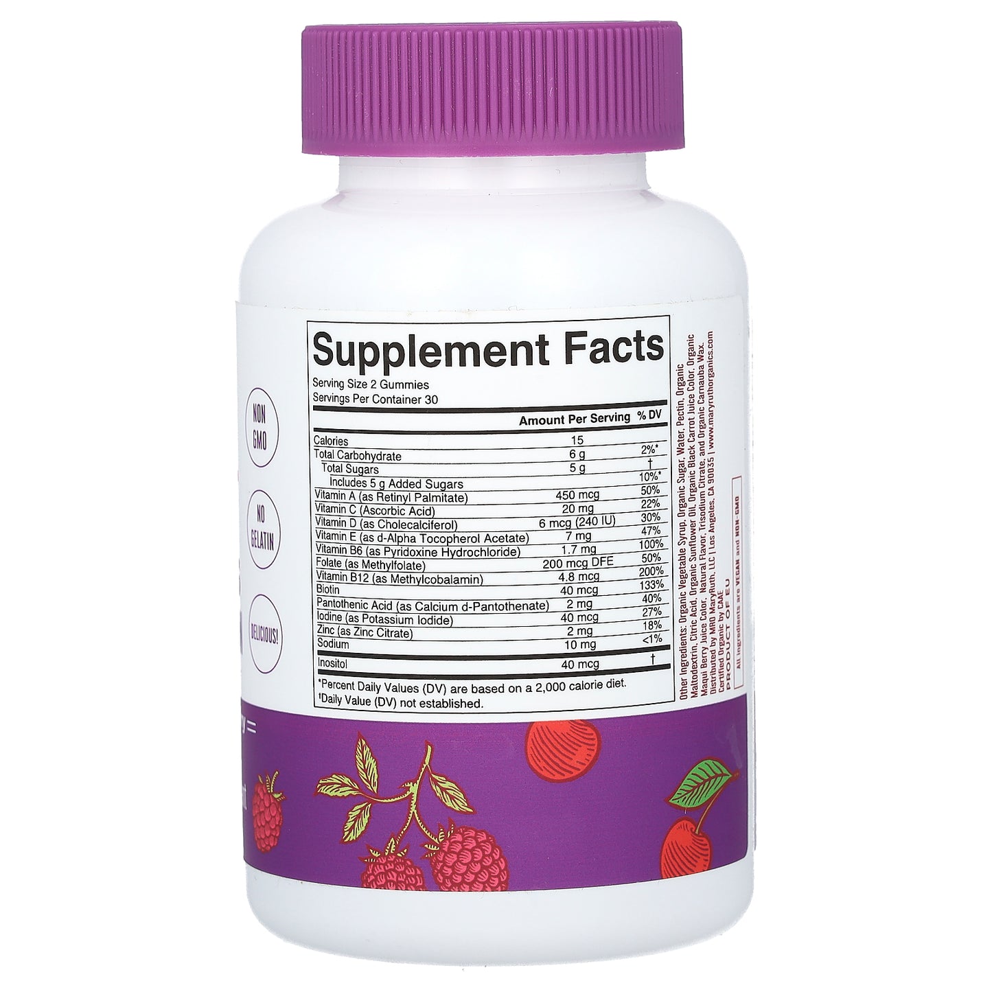 MaryRuth's, Organic Men's Multivitamin Gummies, Cherry & Raspberry, 60 Gummies