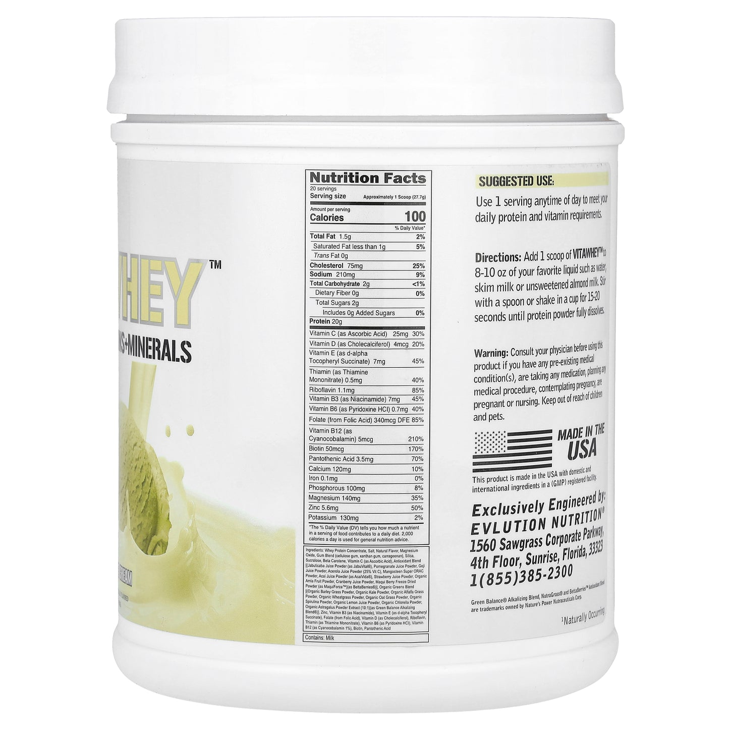 EVLution Nutrition, VitaWhey™, Vanilla Ice Cream, 19.5 oz (554 g)