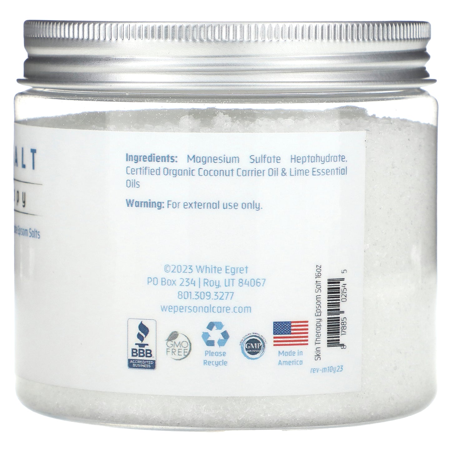 White Egret, Epsom Salt, Skin Therapy, Coconut & Lime, 16 oz (454 g)