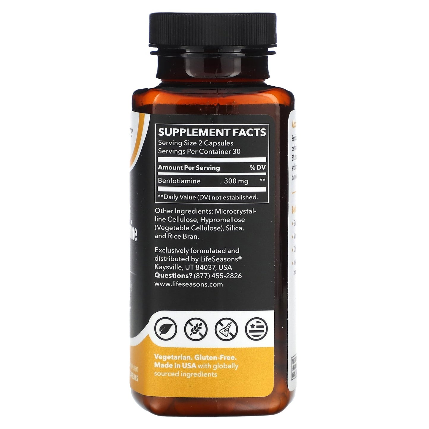 LifeSeasons, Fat Soluble B1 Benfotiamine, 60 Veg Capsules (150 mg per Capsule)