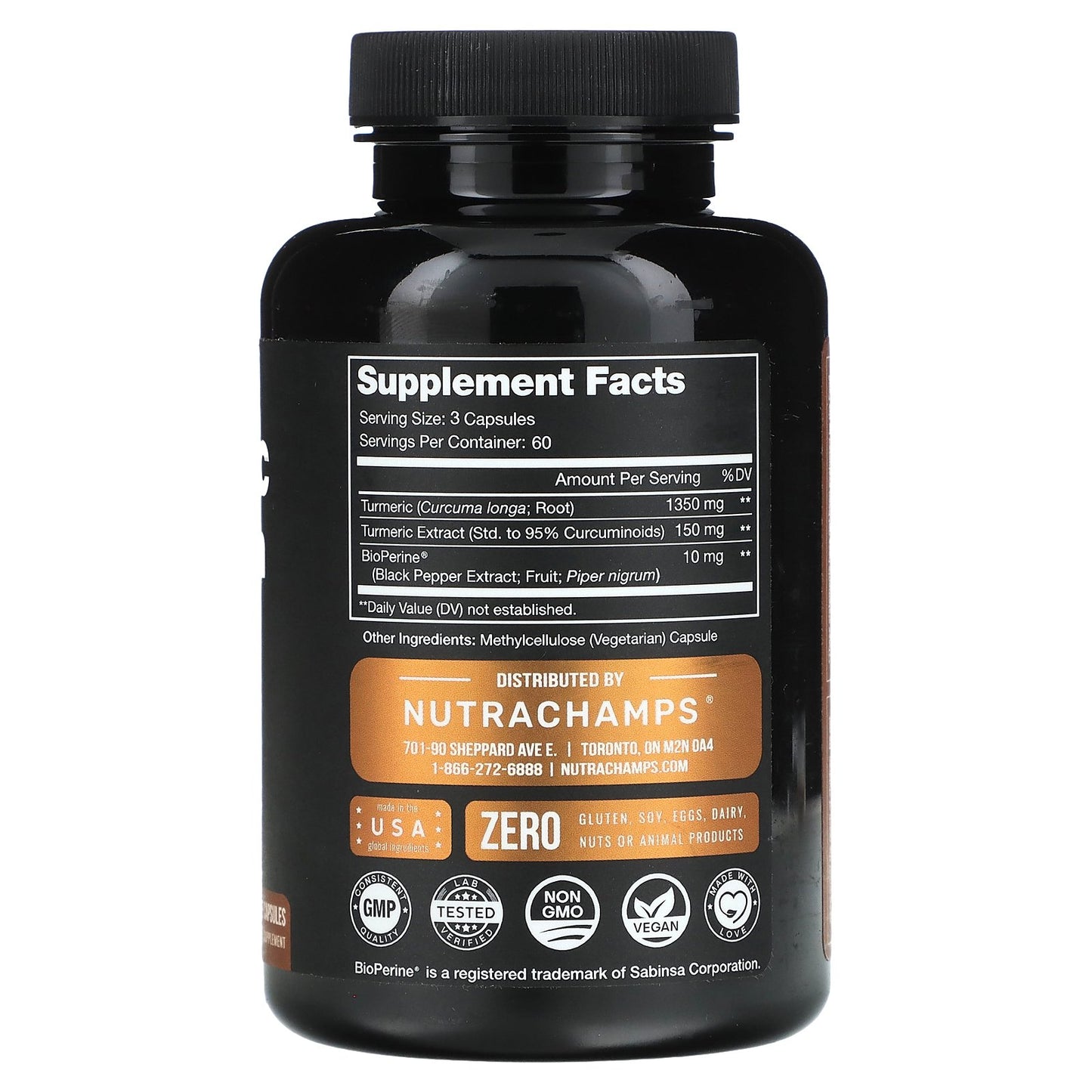 NutraChamps, Turmeric Curcumin, 180 Veggie Capsules