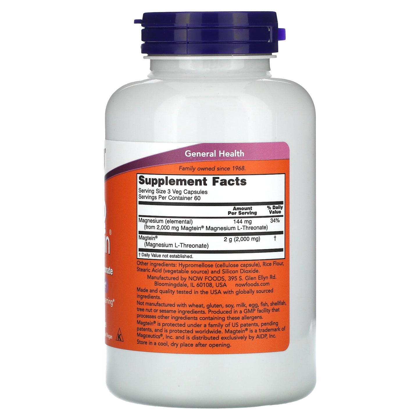 NOW Foods, Magtein, 180 Veg Capsules