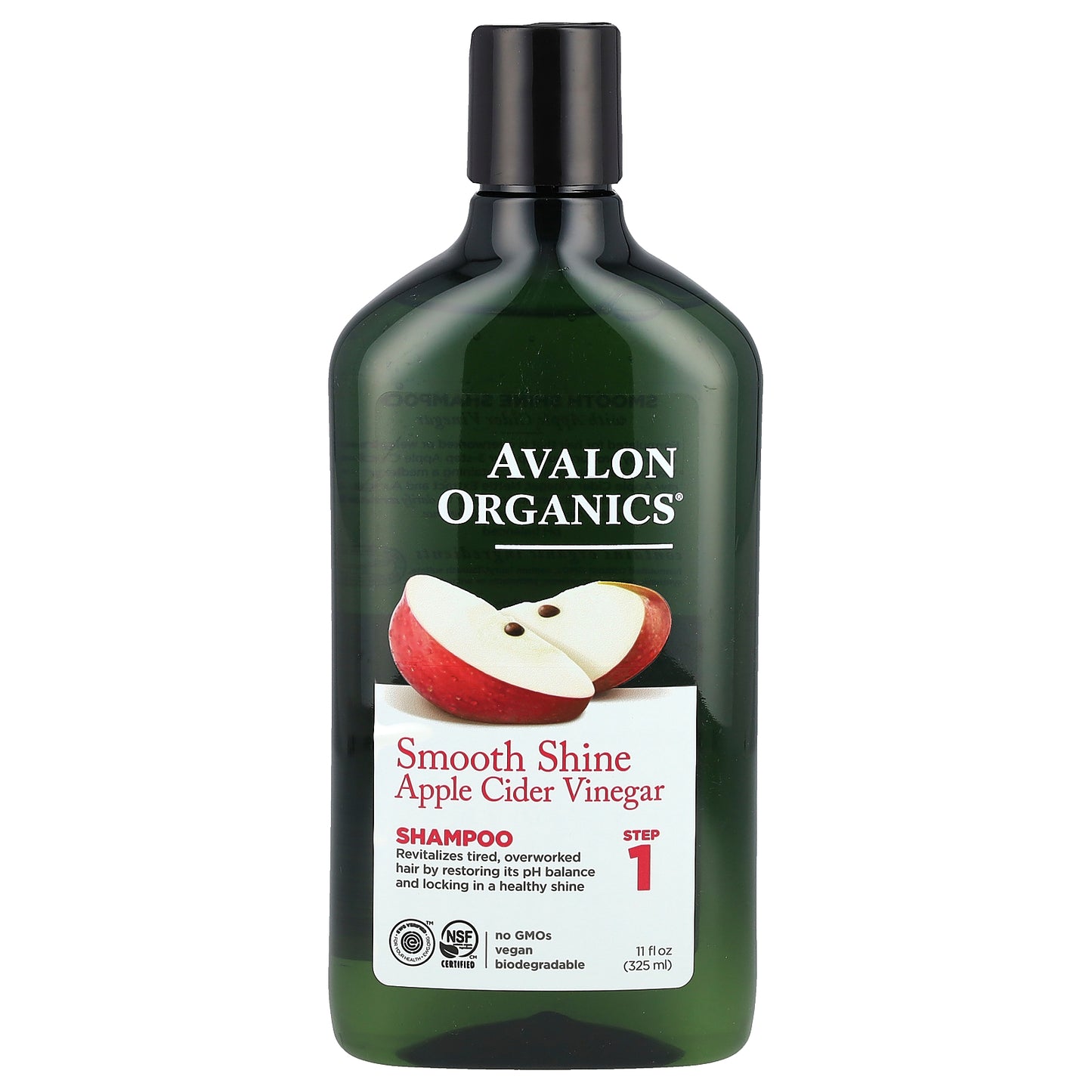 Avalon Organics, Shampoo, Smooth Shine, Step 1, Apple Cider Vinegar, 11 fl oz (325 ml)