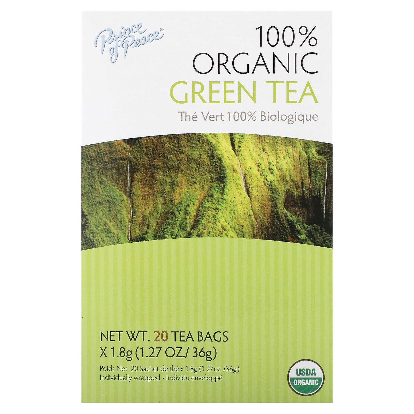 Prince of Peace, 100% Organic Green Tea, 20 Tea Bags, 1.27 oz (36 g)