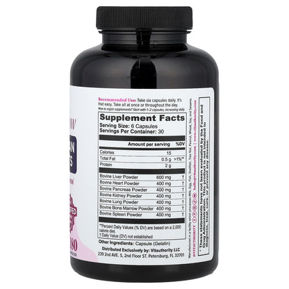 Vitauthority, Primal Glow, Beef Organ Nutrients, 180 Capsules