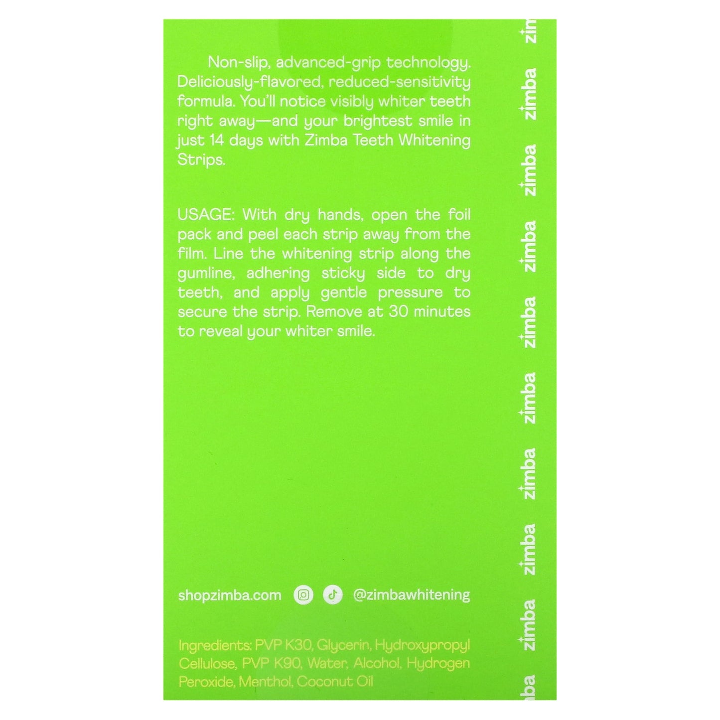 Zimba, Teeth Whitening Strips, Coconut, 14 Treatments