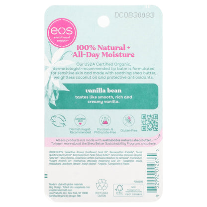 EOS, 100% Natural Organic Lip Balm, Vanilla Bean, 2 Pack, 0.14 oz (4 g) Each