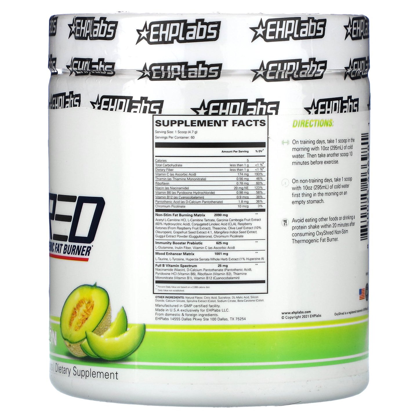 EHPlabs, OxyShred Non-Stim, Thermogenic Fat Burner, Honeydew Melon, 9.9 oz (282 g)