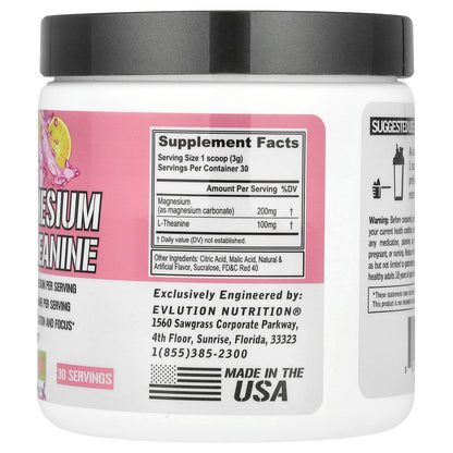 EVLution Nutrition, Magnesium + L-Theanine, Pink Lemonade, 3.17 oz (90 g)