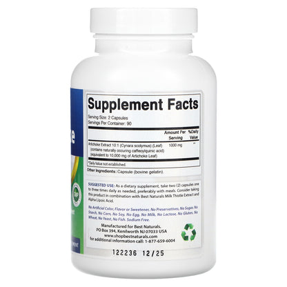 Best Naturals, Artichoke, 180 Capsules (500 mg per Capsule)