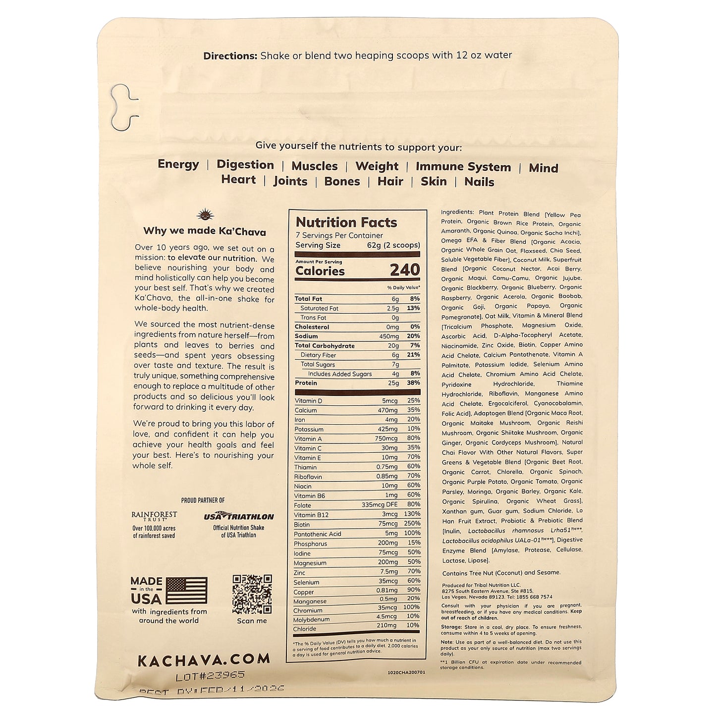 KaChava, The All-In-One Nutrition Shake, Chai, 15.31 oz (434 g)