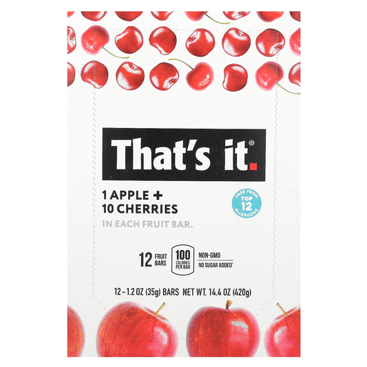 That's It, Fruit Bars, Apple + Cherries, 12 Bars, 1.2 oz (35 g) Each