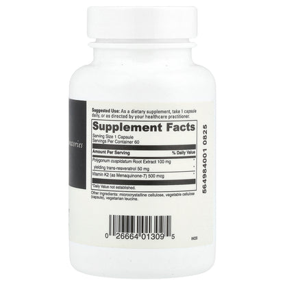 DaVinci Laboratories, Vitamin K2 + Resveratrol, 60 Capsules