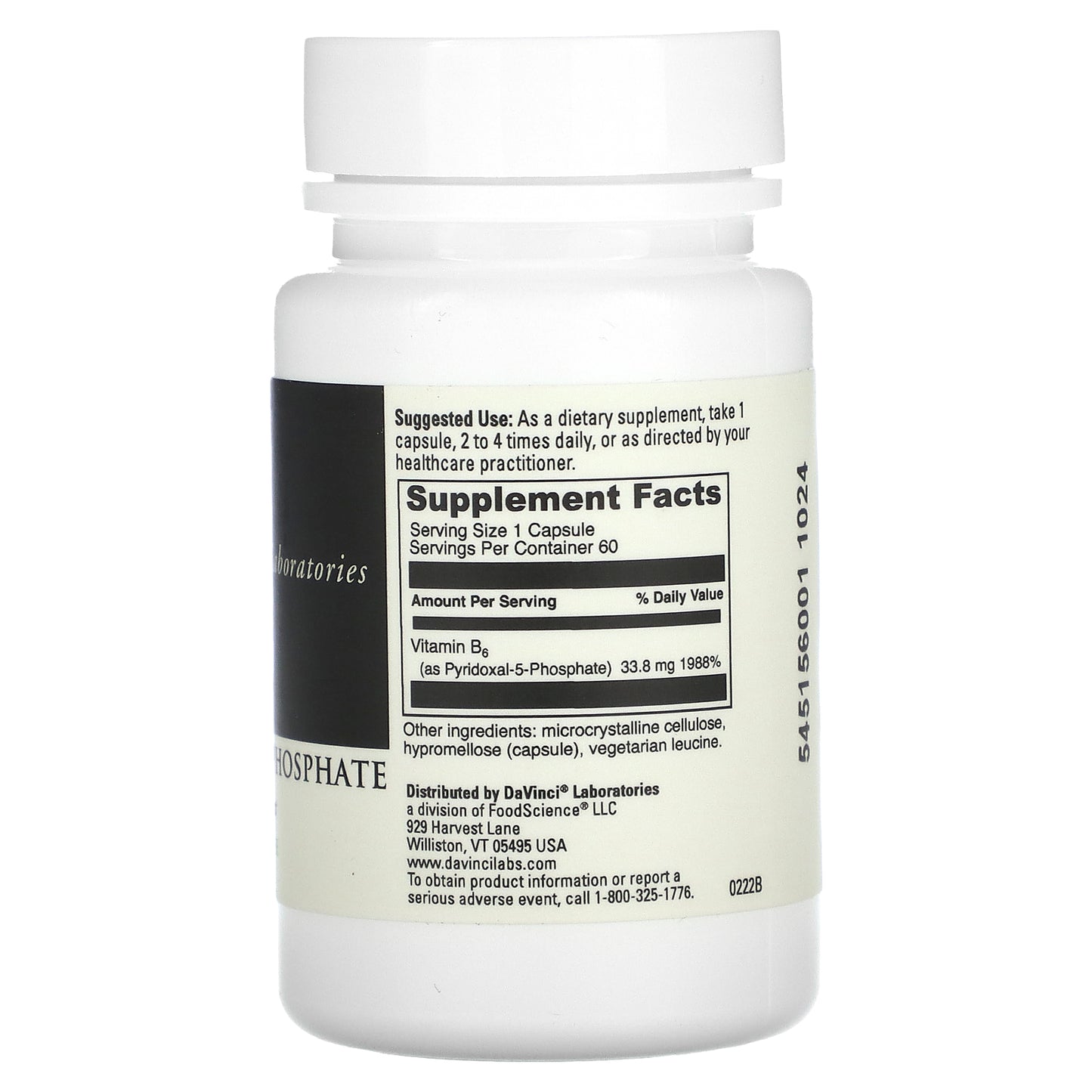 DaVinci Laboratories, Pyridoxal-5-Phosphate, 33.8 mg, 60 Capsules