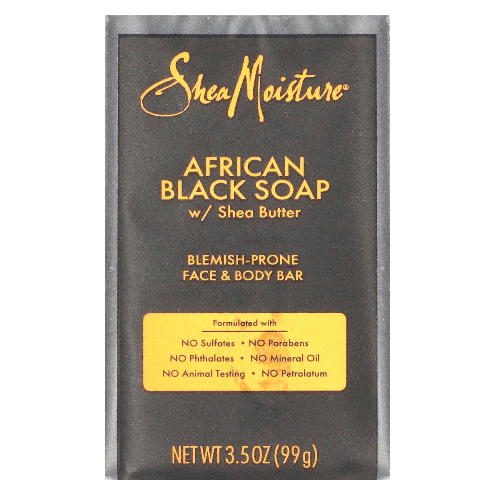 SheaMoisture, African Black Bar Soap with Shea Butter, Blemish Prone Face & Body, 3.5 oz (99 g)