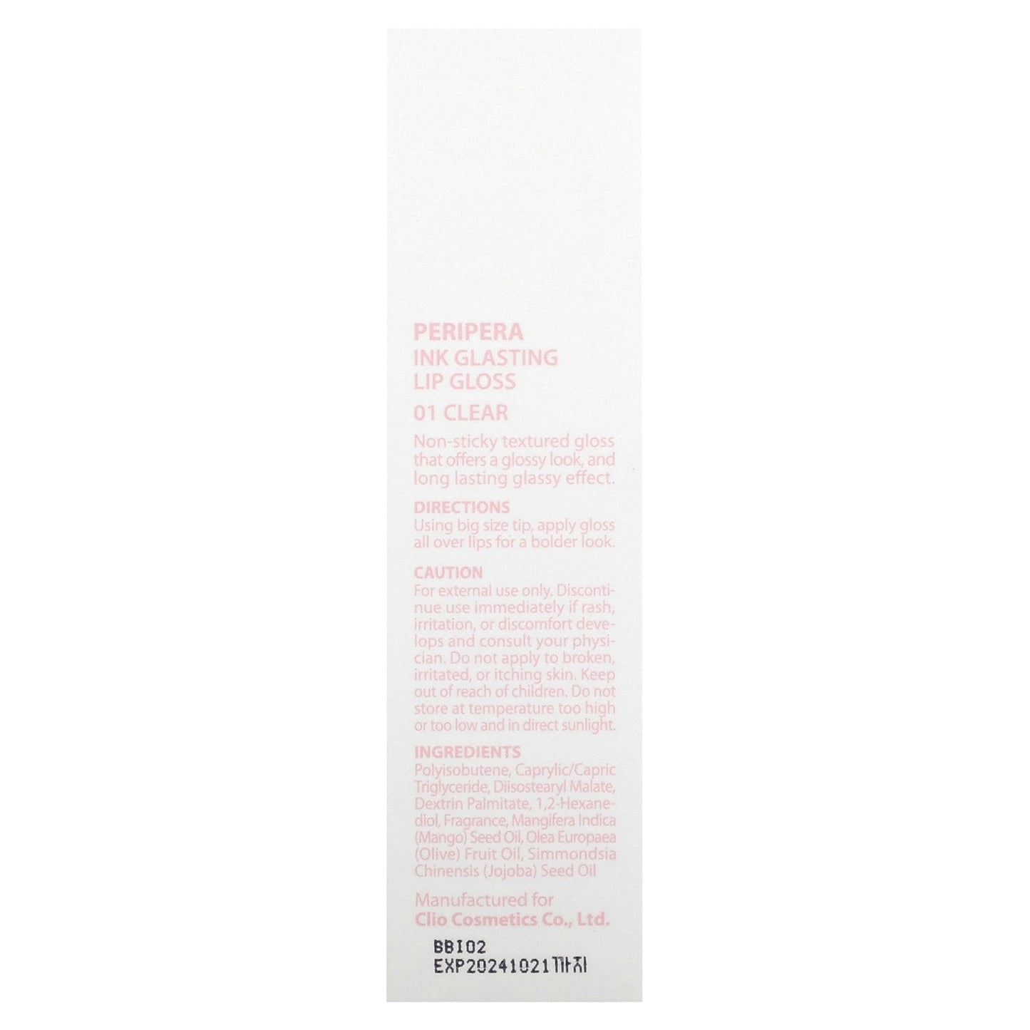 Peripera, Ink Glasting Lip Gloss, 01 Clear, 0.15 fl oz (4.5 ml)