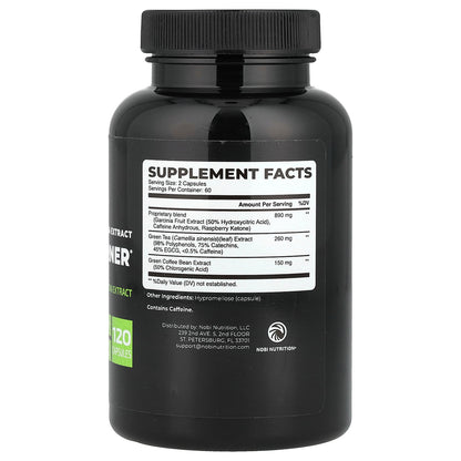 Nobi Nutrition, Premium Green Tea Extract Fat Burner, 120 Capsules