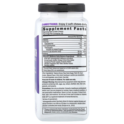 Force Factor, Women's Wellness, Vaginal Health + Hormone Balance, Tropical Punch, 60 Soft Chews