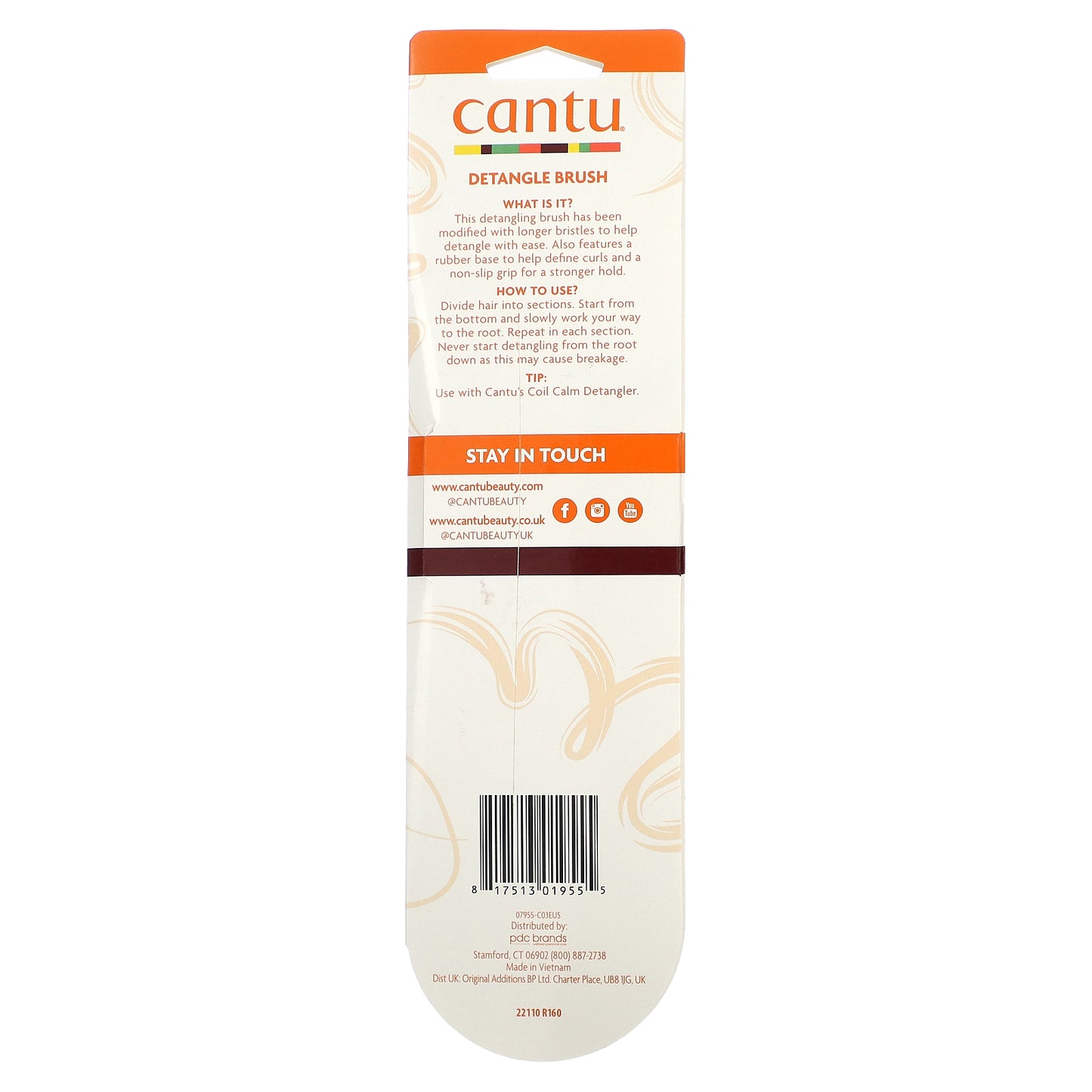 Cantu, Detangle, Sturdy Wash Day Brush, Black, 1 Brush