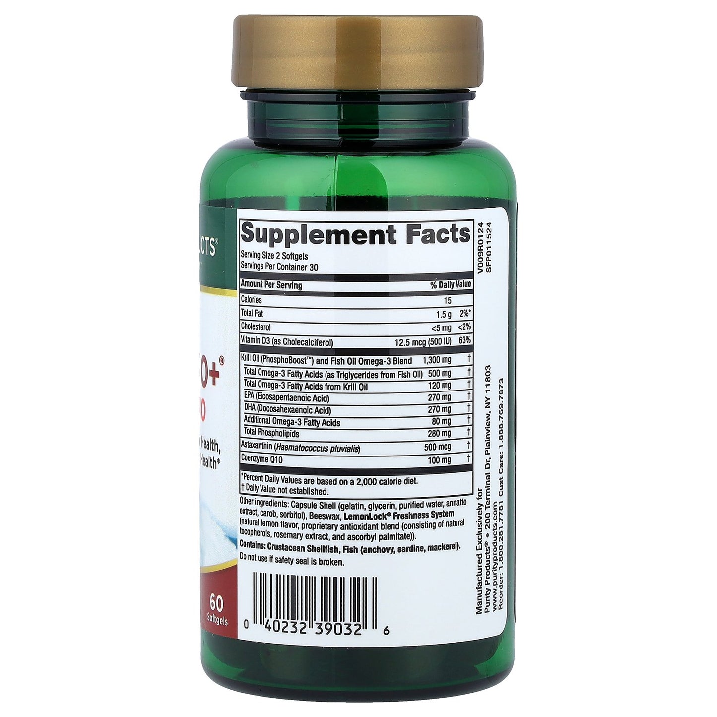 Purity Products, Krill Omega 50+® with  CoQ10, 60 Softgels