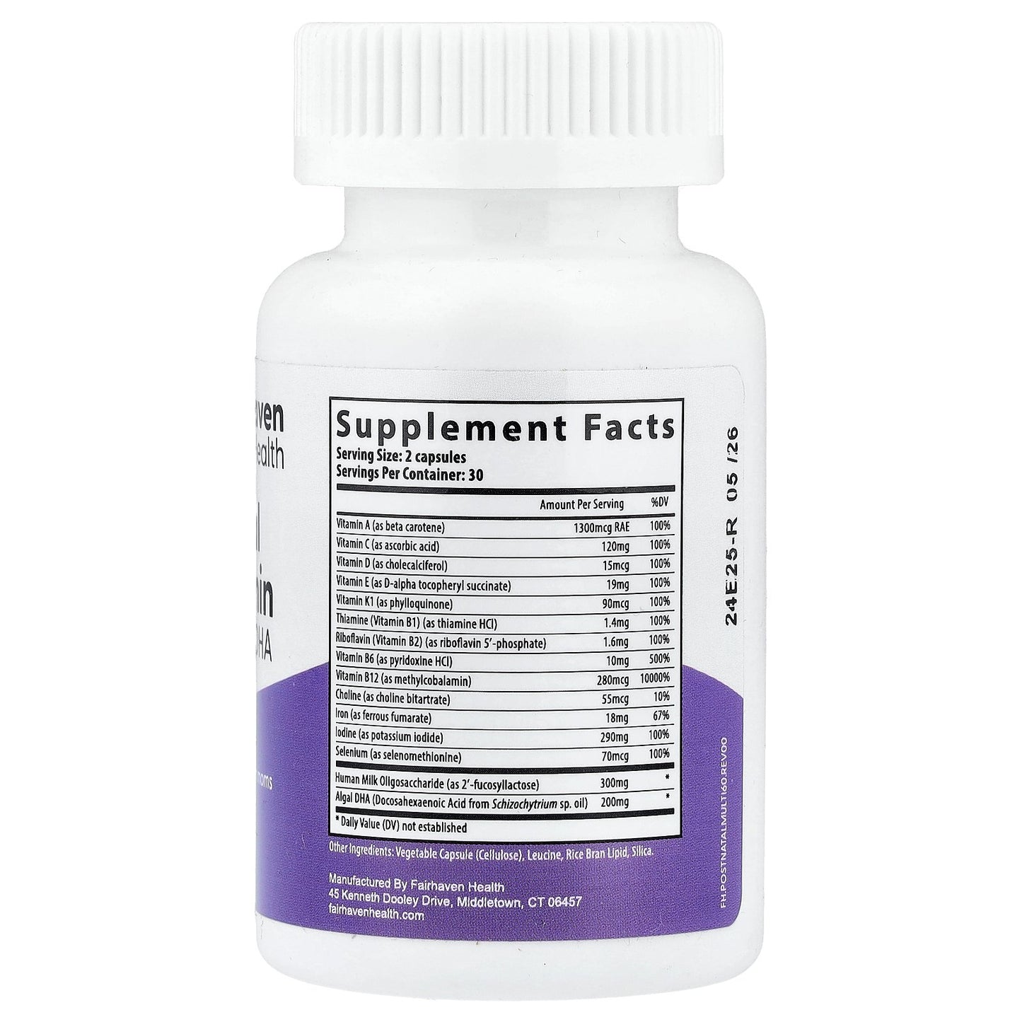 Fairhaven Health, Postnatal Multivitamin Essentials With DHA, 60 Capsules